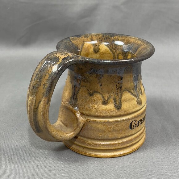 Jack Pott Stoneware Art Pottery Coffee Mug Grace Be Unto You Brown Drip Glazed - Picture 6 of 13